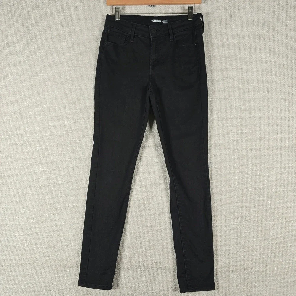 Old Navy Rockstar Super Skinny Black Jeans Built-In Sculpt Never-Fade‎ Size 6